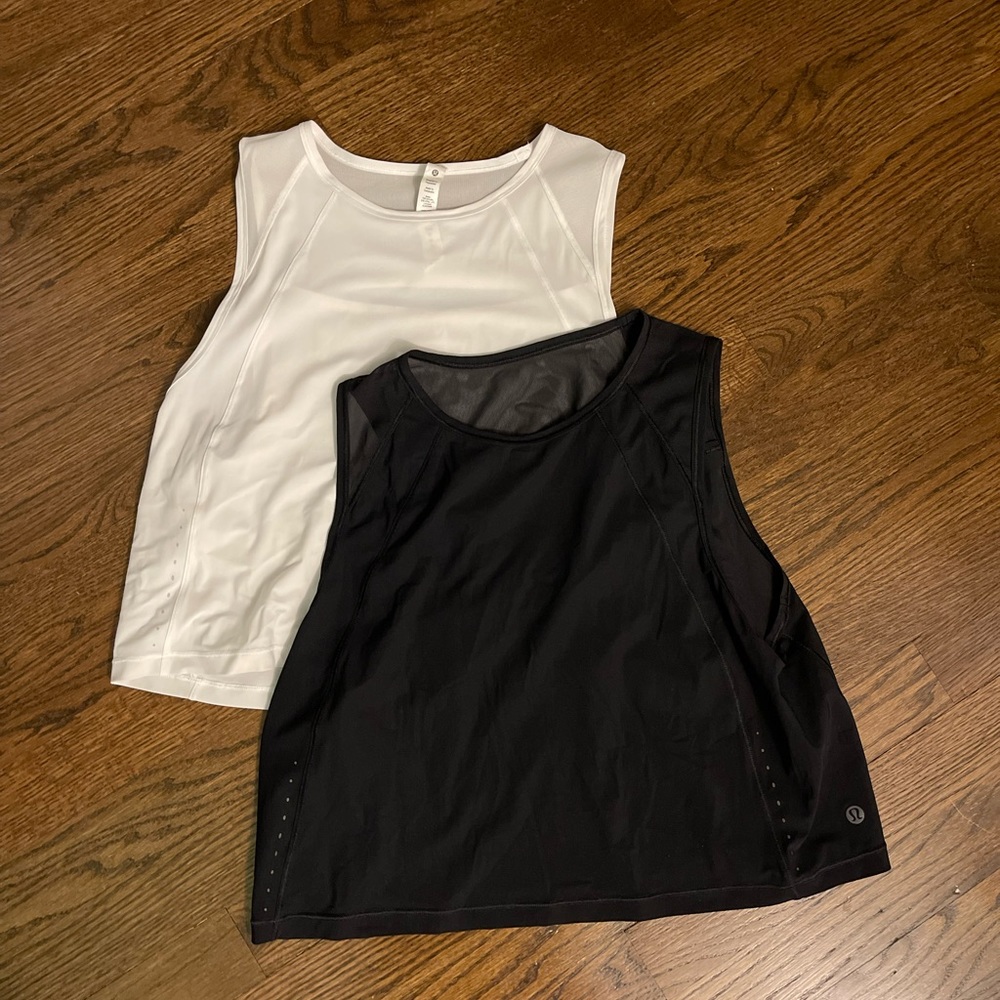 Lululemon sculpt crop tank tops black & white size 8